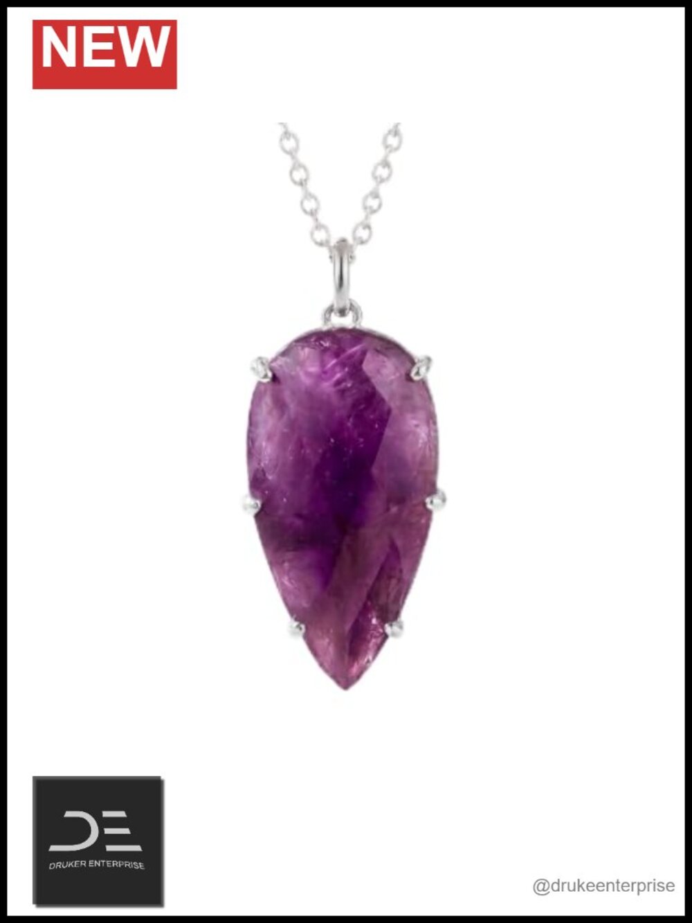 Lunatik Amethyst Necklace 925 Sterling Silver & 18K Gold Plated Pendant